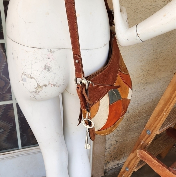 Cute retro patchwork leather crossbody bag‎ by Fossil - Picture 11 of 12
